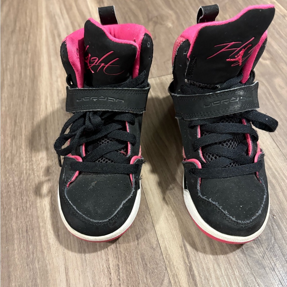 11c Jordan Kids Black and Pink Sneakers